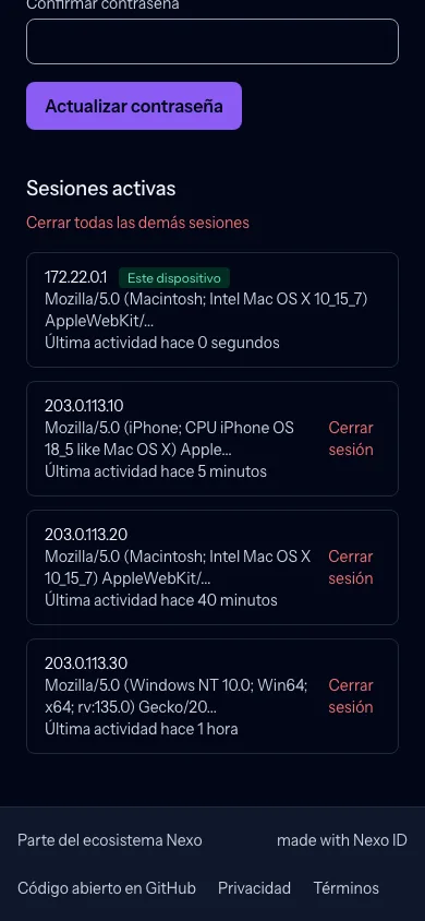 3 — Controla tus sesiones activas