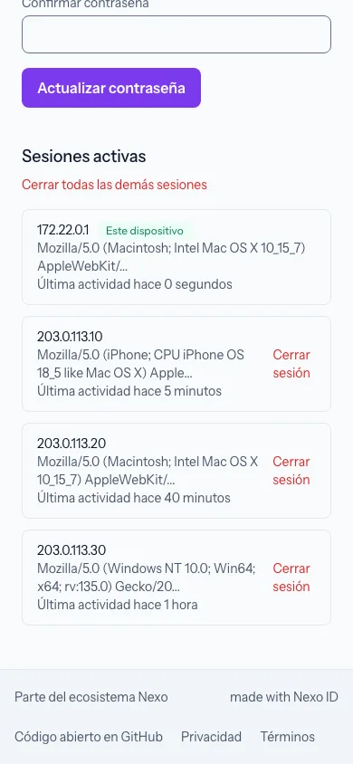 3 — Controla tus sesiones activas